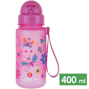 Дитяча пляшка для води з трубочкою Little Life (Butterfly) на 400 мл, тритан, Об'єм: 400, Колір виробника: Butterfly