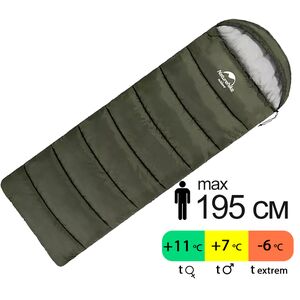 Демісезонний кемпінговий спальник-ковдра Naturehike NH20MSD07 - U150 (Green) до 7°C: з капюшоном, Максимальний зріст користувача: 195, Колір: Green, Сторона застібки: права
