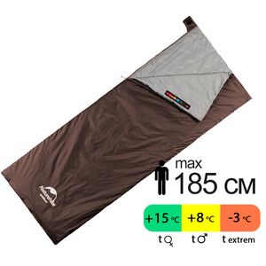 Літній кемпінговий спальник-ковдра Naturehike NH21MSD09 - LW180 M (Grayish Brown) до 8&deg;C, Максимальний зріст користувача: 185, Колір: Grayish Brown, Сторона застібки: права