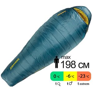 Демісезонний туристичний спальник Therm-a-Rest Saros -6С - Long до -6&deg;C: з капюшоном, Максимальний зріст користувача: 198, Колір: Stargazer, Сторона застібки: ліва