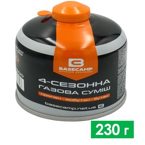 Туристичний газовий балон BaseCamp 4 Season Gas на 230 г (різьбовий), Об'єм: 230