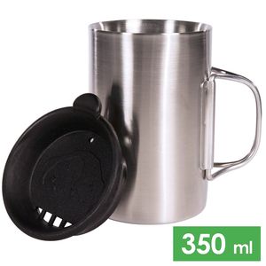 Туристична термочашка з кришкою та складною ручкою Tatonka Thermo 350 на 350 мл, нержавіюча сталь, Об'єм: 350, Колір: Metal