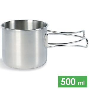Туристична кружка зі складною ручкою Tatonka Handle Mug 500 на 500 мл, нержавіюча сталь, Об'єм: 500, Колір: Metal