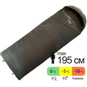 Демісезонний кемпінговий спальник-ковдра Tramp Shypit 400 до -5°C: з капюшоном, Максимальний зріст користувача: 195, Колір: Olive, Сторона застібки: права