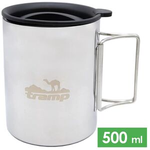 Туристична термочашка з кришкою та складною ручкою Tramp UTRC-142 (Metal) на 500 мл, нержавіюча сталь, Об'єм: 500, Колір: Metal