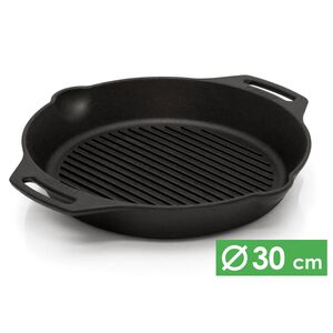 Чавунна сковорода-гриль Petromax Grill Fire Skillet, Ø30 см (з ручками-петлями), Тип конструкції: з ручками-петлями, Діаметр верхній: 30