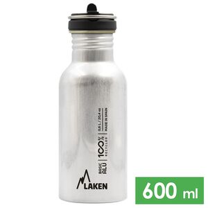 Спортивна пляшка для води з поїлкою та трубочкою Laken Flow Alu (Metal) на 600 мл, алюміній, Об'єм: 600, Колір виробника: Metal