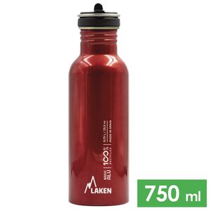Спортивна пляшка для води з поїлкою та трубочкою Laken Flow Alu (Red) на 750 мл, алюміній, Об'єм: 750, Колір виробника: Red