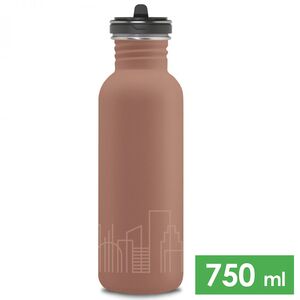 Спортивна пляшка для води з поїлкою та трубочкою Laken Flow SS (City) на 750 мл, нержавіюча сталь, Об'єм: 750, Колір виробника: City