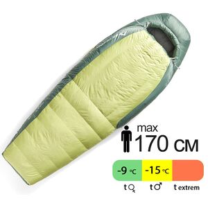 Зимовий пуховий спальник Sea to Summit Ascent Women's -9C - Regular до -15&deg;C: з капюшоном, Максимальний зріст користувача: 170, Колір: Celery Green, Сторона застібки: права