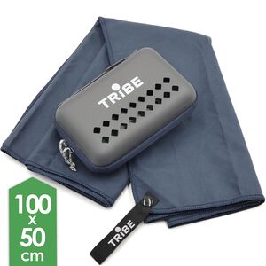 Швидкосохнучий рушник з мікрофібри з чохлом Tribe Pocket Towel - M (Navy), 100x50 см, Тип розміру: M, Колір: Navy