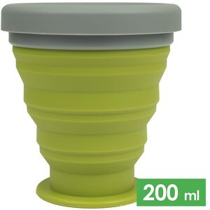 Складний туристичний стакан з кришкою Tribe T-FF-0001 (Olive) на 200 мл, харчовий силікон, Об'єм: 200, Колір: Olive