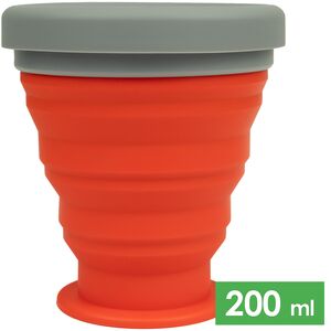 Складний туристичний стакан з кришкою Tribe T-FF-0001 (Terracota) на 200 мл, харчовий силікон, Об'єм: 200, Колір: Terracota