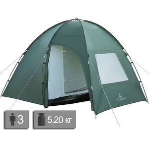 3-місний кемпінговий намет Totem Apache 3 V2, Кількість місць: 3, Колір: Green