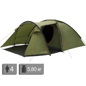 4-місний намет Easy Camp Lomsdal 4: двошаровий, з тамбуром, Кількість місць: 4, Колір: Green