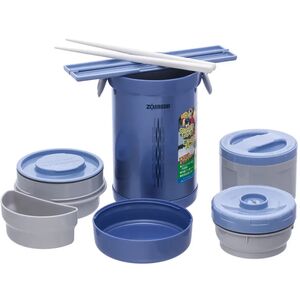 Термос для їжі з контейнерами Zojirushi SL-NC09 (AA/Blue) на 840 мл, Об'єм: 840, Колір: AA/Blue