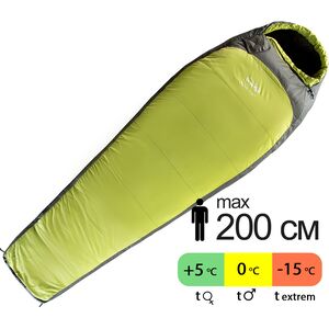 Демісезонний туристичний спальник Tramp Boreal - Long (Green) до 0&deg;C: з капюшоном, Максимальний зріст користувача: 200, Колір: Green/Grey, Сторона застібки: ліва