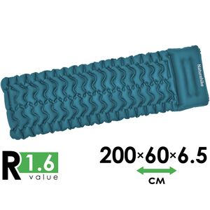 Надувний каремат Naturehike CNK2550WS019 (Blue): з мішком-насосом та подушкою, Тип розміру: Single, Колір виробника: Blue