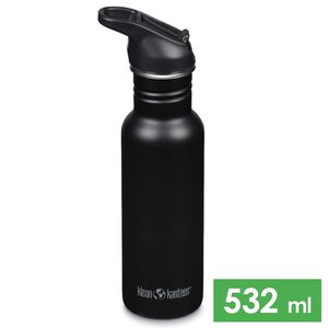 Спортивна пляшка для води з трубочкою Klean Kanteen Classic - Flip Sport (Black) на 532 мл, нержавіюча сталь, Об'єм: 532, Колір виробника: Black