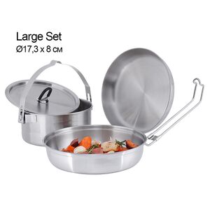 Туристичний набір сталевого посуду з чохлом Tatonka Camp Set - Large: казанок, сковорода, миска, Тип комплекту: Large