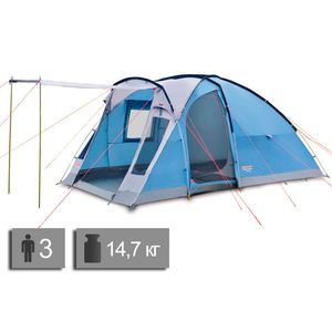 3-місний кемпінговий намет Pinguin Nimbus 3 (Blue), Кількість місць: 3, Колір: Blue