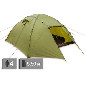 4-місний намет Pinguin Tornado 4 Duralu: двошаровий, Кількість місць: 4, Матеріал каркасу: алюміній, Колір: Green