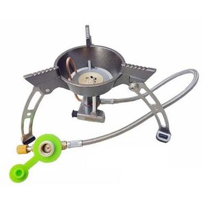 Туристичний газовий пальник зі шлангом, підігрівом, п'єзопідпалом та вітрозахистом BRS-11 під різьбовий балон