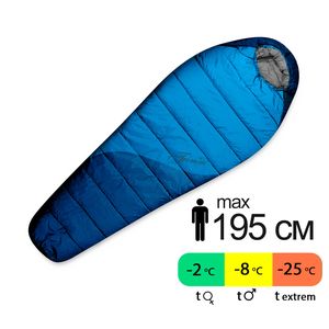 Демісезонний туристичний спальник Trimm Balance 195 (Sea Blue/Midnight Blue) до -8°C: з капюшоном, Максимальний зріст користувача: 195, Колір: Sea Blue/Mid. Blue, Сторона застібки: ліва