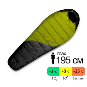 Демісезонний туристичний спальник Trimm Balance 195 (Kiwi Green/Dark Grey) до -8°C: з капюшоном, Максимальний зріст користувача: 195, Колір: Kiwi Green/Dark Grey, Сторона застібки: ліва