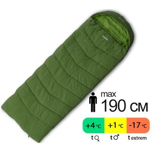 Демісезонний кемпінговий спальник-ковдра Pinguin Safari PFM 190 (Khaki) до 1°C: з капюшоном, Максимальний зріст користувача: 190, Колір: Khaki, Сторона застібки: ліва