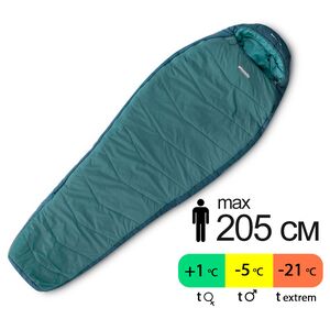 Демісезонний туристичний спальник Pinguin Trekking PFM 205 (Petrol) до -5&deg;C: з капюшоном, Максимальний зріст користувача: 205, Колір: Petrol, Сторона застібки: ліва