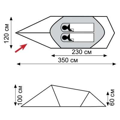 2-місний намет Tramp Bike 2 V2 (Grey): двошаровий, Кількість місць: 2, Колір: Grey/Red, зображення 2