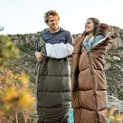 Демісезонний кемпінговий спальник-ковдра Naturehike NH20MSD07 - U350 (Brown) до -2°C: з капюшоном, Максимальний зріст користувача: 195, Колір: Brown, Сторона застібки: ліва, зображення 8