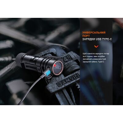 Налобний ліхтар з акумулятором Fenix HM71R: USB Type-C, зображення 16