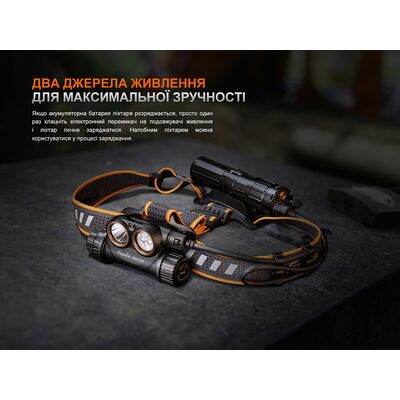 Налобний ліхтар з акумулятором та функцією павербанк Fenix HM75R з червоним світлом, USB Type-C, зображення 10