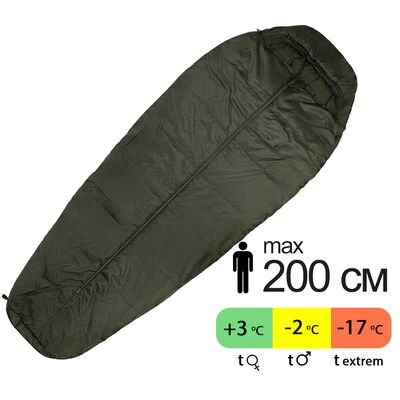 Демісезонний туристичний спальник Tribe Yukon 150 T-loft до -2°C: з капюшоном, Максимальний зріст користувача: 200, Колір: Olive, Сторона застібки: центр