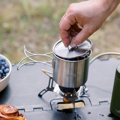 Туристична кружка з кришкою та складною ручкою Tribe Camping на 600 мл, нержавіюча сталь, зображення 14