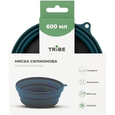 Складна туристична миска Tribe Collapsible (Ocean) на 600 мл, харчовий силікон, Об'єм: 600, Колір виробника: Ocean, зображення 4