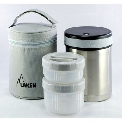 Термос для їжі з чохлом та контейнерами Laken Thermo Food на 1 л, Об'єм: 1000, Колір: Metal, зображення 3