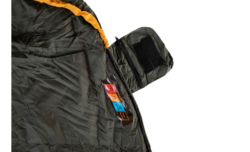 Демісезонний туристичний спальник Tramp Windy Light (Yellow) до 5°C: з капюшоном, Максимальний зріст користувача: 195, Колір: Yellow/Grey, Сторона застібки: ліва, зображення 4