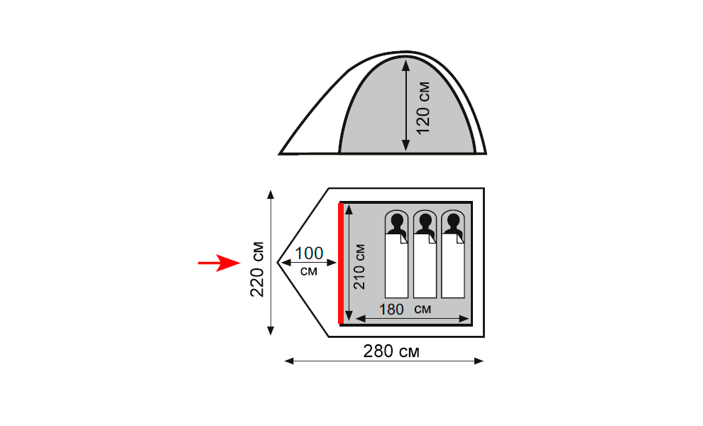 3-місний намет Totem Tepee 3 V2: двошаровий, Кількість місць: 3, Колір: Green, зображення 2