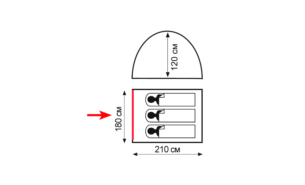 3-місний намет Totem Summer 3 V2: одношаровий, Кількість місць: 3, Колір: Green, зображення 2