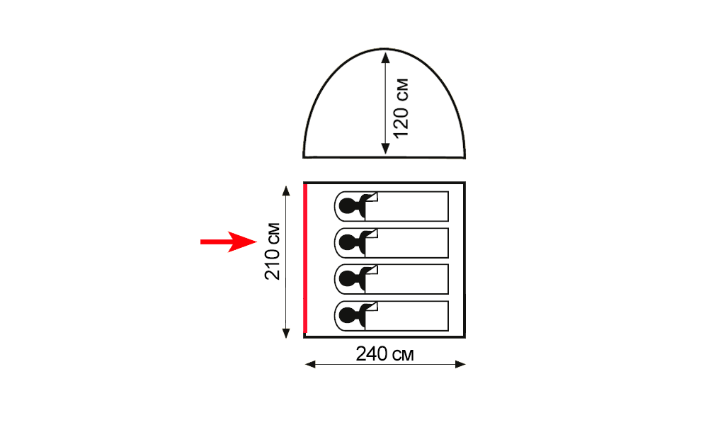 4-місний намет Totem Summer 4 V2: одношаровий, Кількість місць: 4, Колір: Green, зображення 2