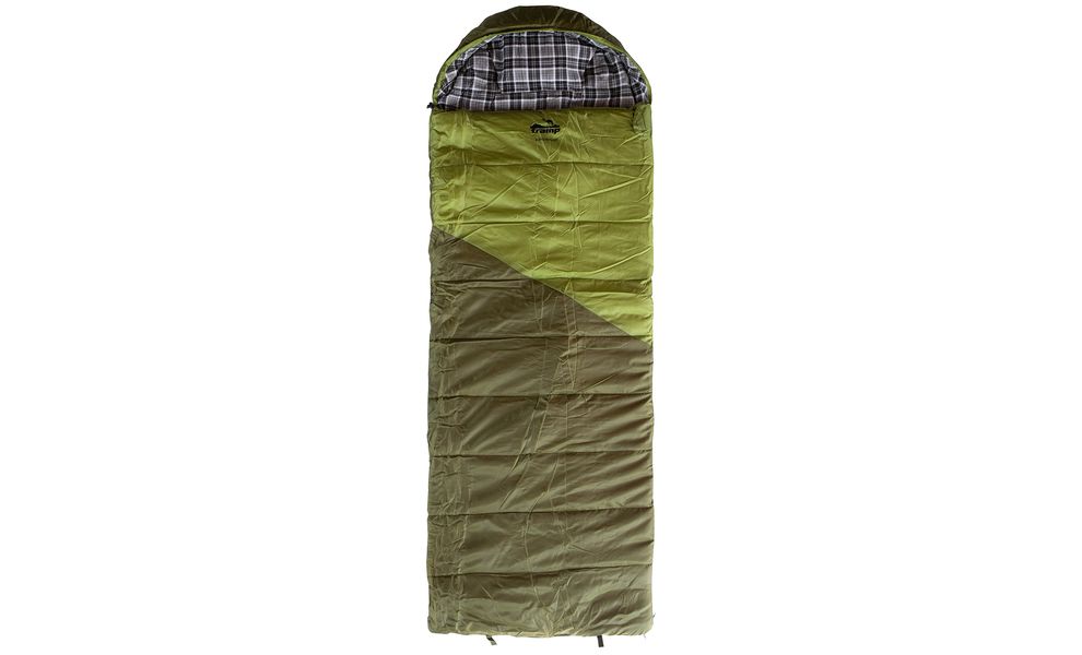 Зимовий кемпінговий спальник-ковдра Tramp Kingwood - Long до -10°C: широкий, з капюшоном, Максимальний зріст користувача: 200, Колір: Dark Olive/Grey, Сторона застібки: ліва, зображення 2