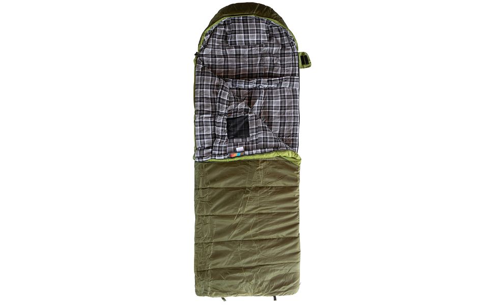 Зимовий кемпінговий спальник-ковдра Tramp Kingwood - Long до -10°C: широкий, з капюшоном, Максимальний зріст користувача: 200, Колір: Dark Olive/Grey, Сторона застібки: права, зображення 3