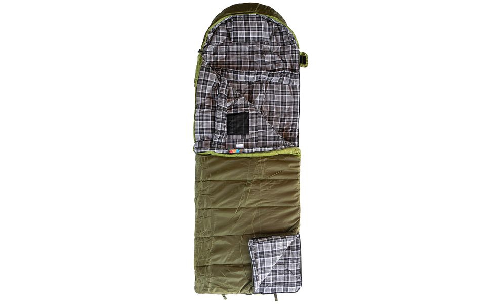 Зимовий кемпінговий спальник-ковдра Tramp Kingwood - Long до -10°C: широкий, з капюшоном, Максимальний зріст користувача: 200, Колір: Dark Olive/Grey, Сторона застібки: ліва, зображення 4