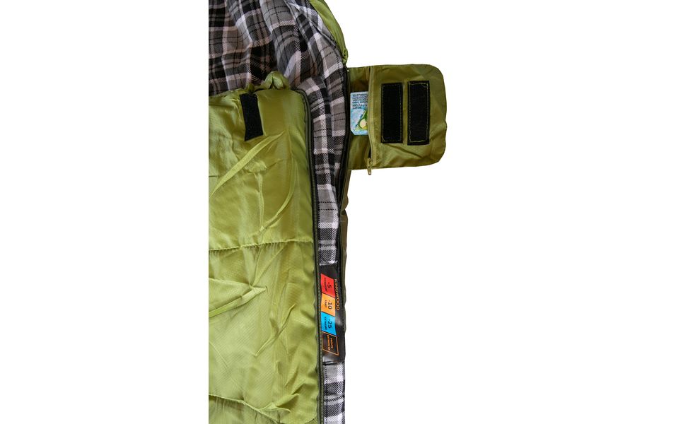 Зимовий кемпінговий спальник-ковдра Tramp Kingwood - Long до -10°C: широкий, з капюшоном, Максимальний зріст користувача: 200, Колір: Dark Olive/Grey, Сторона застібки: ліва, зображення 6