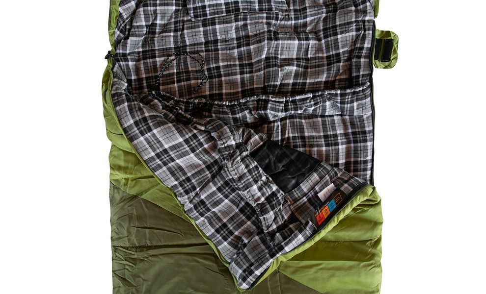 Зимовий кемпінговий спальник-ковдра Tramp Kingwood - Long до -10°C: широкий, з капюшоном, Максимальний зріст користувача: 200, Колір: Dark Olive/Grey, Сторона застібки: права, зображення 7