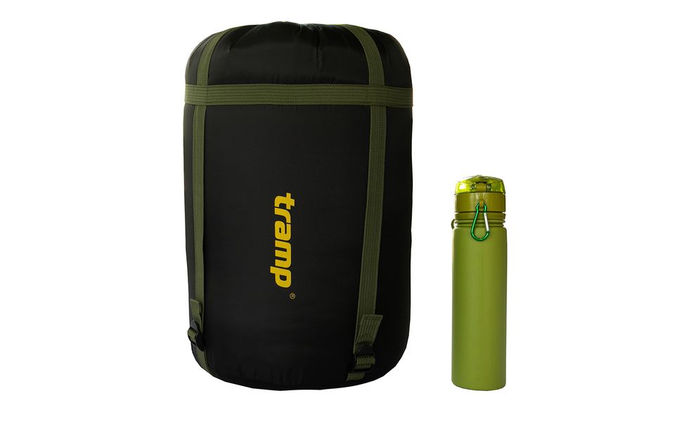 Зимовий кемпінговий спальник-ковдра Tramp Kingwood - Long до -10°C: широкий, з капюшоном, Максимальний зріст користувача: 200, Колір: Dark Olive/Grey, Сторона застібки: права, зображення 12