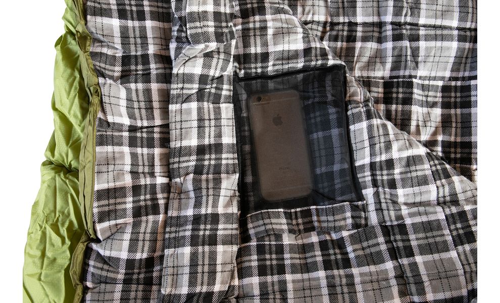 Демісезонний кемпінговий спальник-ковдра Tramp Sherwood - Long до -5°C: широкий, з капюшоном, Максимальний зріст користувача: 200, Колір: Dark Olive/Grey, Сторона застібки: ліва, зображення 5